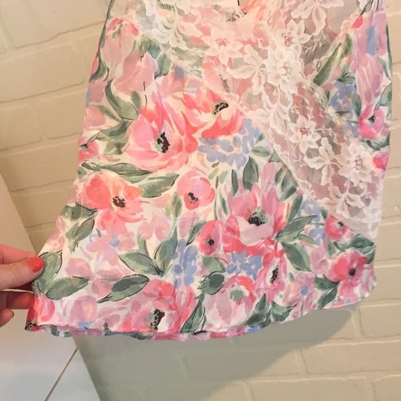 Vintage Cami Satin Silky Lace Floral print Shimmery Babydoll Fairy M - Picture 4 of 13